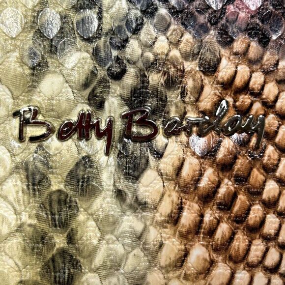 Betty Barclay Faux Snake Skin Crossbody Bag with Wristlet Handle Pink Tan Green - Picture 6 of 13